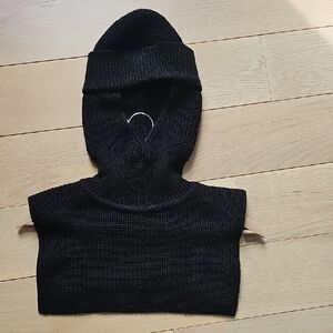 Black Knit Balaclava Hood - Women’s Winter Hat